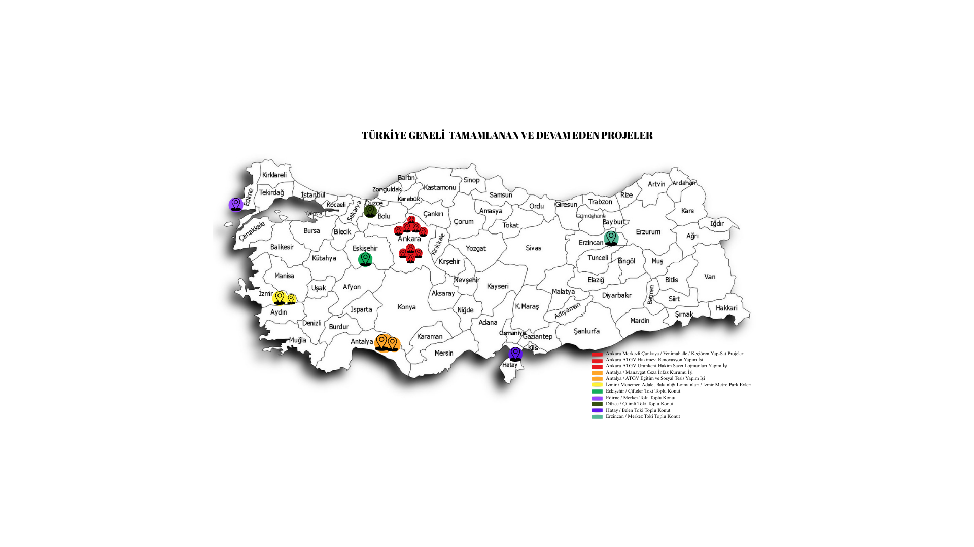 TÜRKİYE GENELİ TAMAMLANAN VE DEVAM EDEN PROJELER