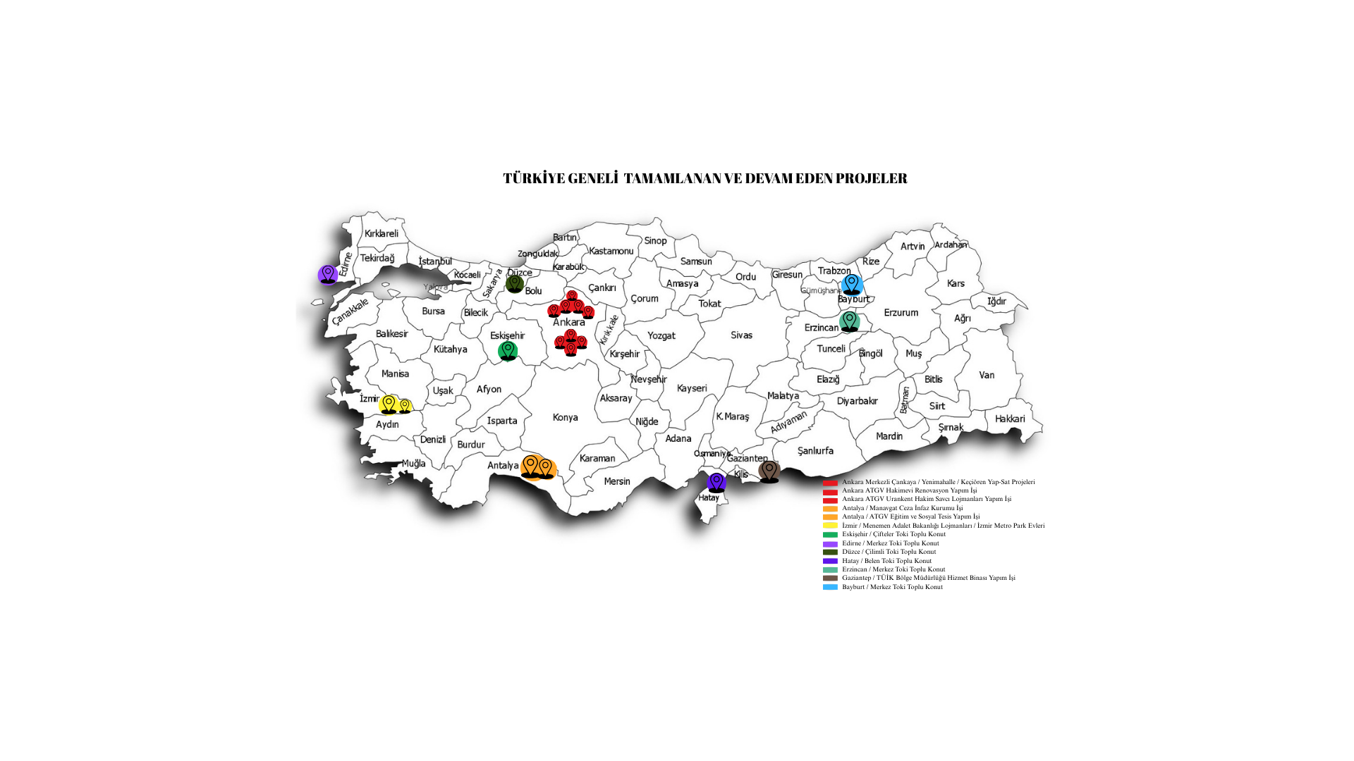 TÜRKİYE GENELİ TAMAMLANAN VE DEVAM EDEN PROJELER